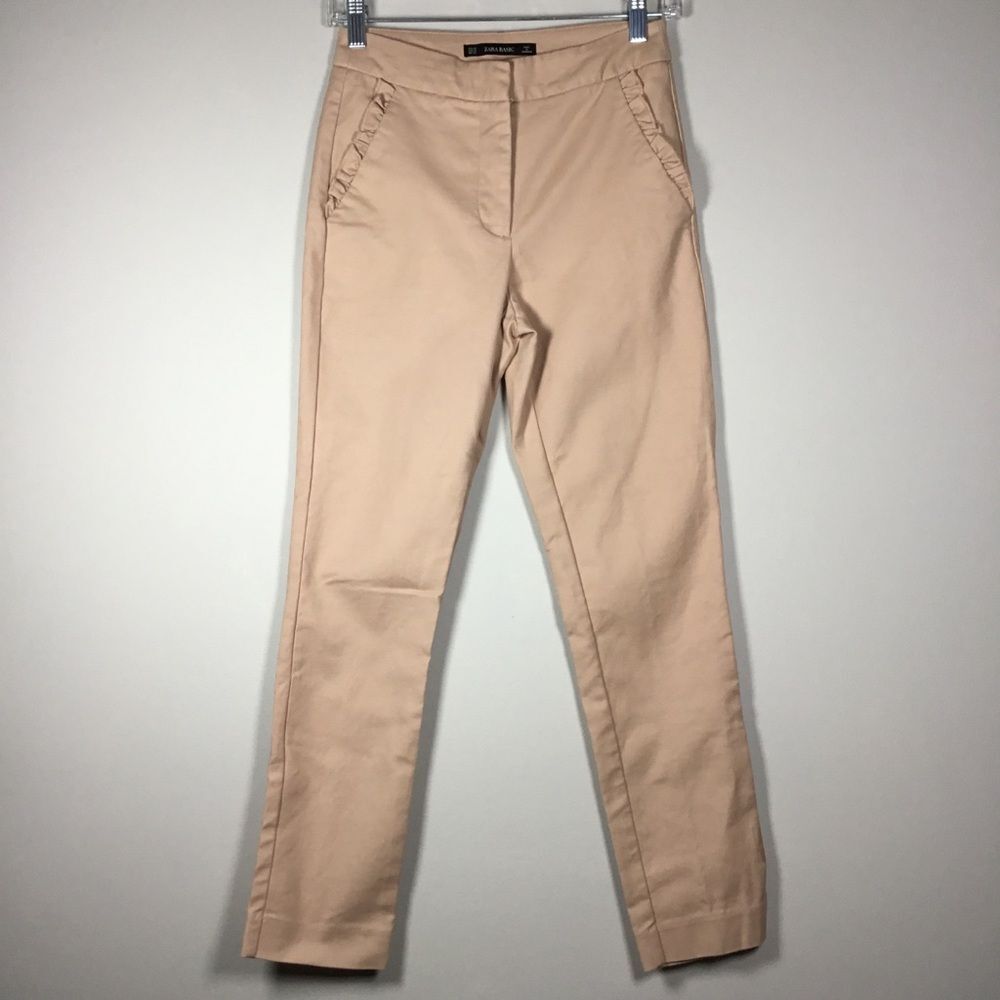 Zara dusky light pink trousers with ruffle pockets size XS feminine fairy cute